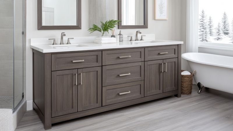 Contemporary Bathroom with Floating Vanities